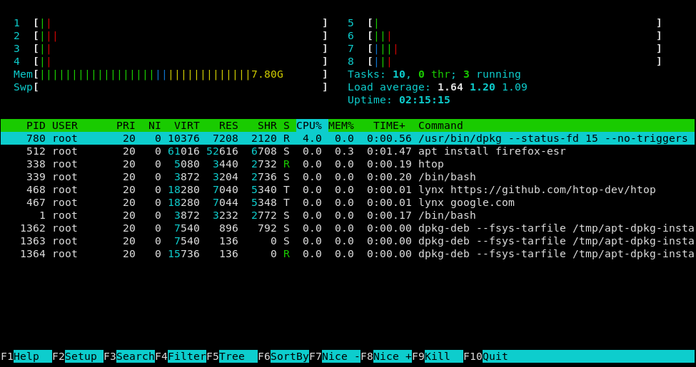 Screenshot of htop